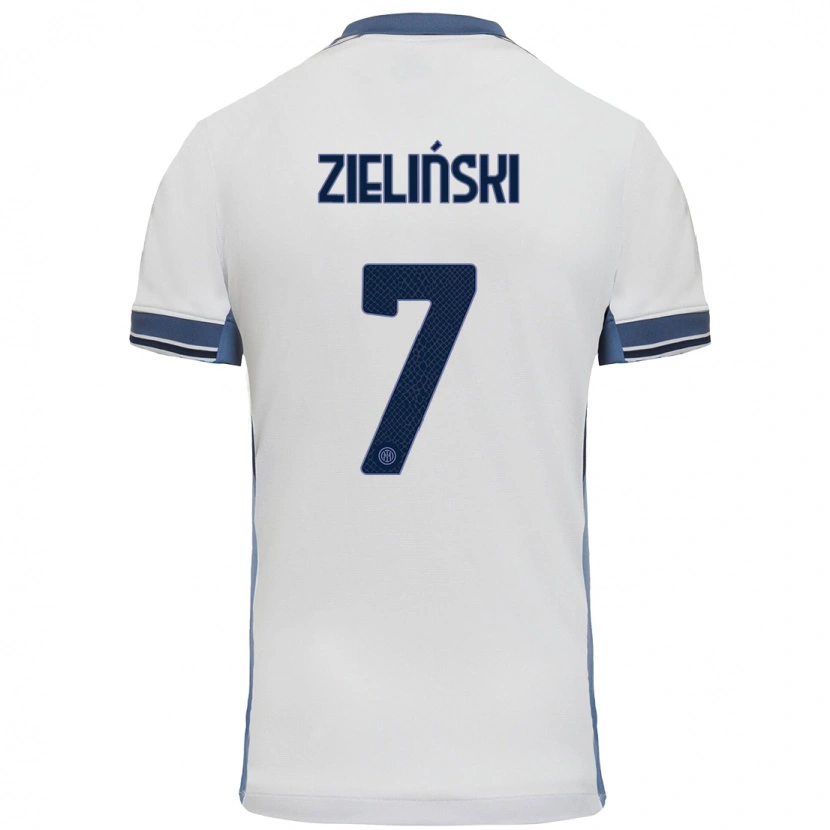 Danxen Uomo Maglia Piotr Zieliński #7 Bianco Grigio Kit Gara Away 2024/25 Maglietta
