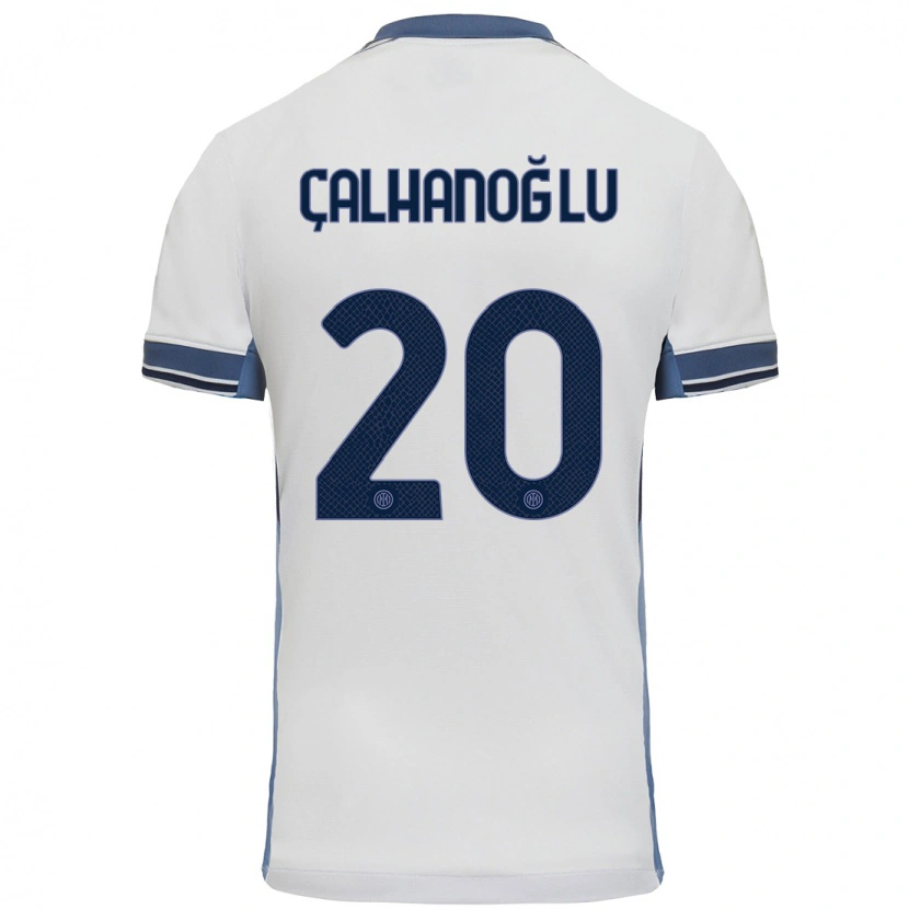 Danxen Uomo Maglia Hakan Çalhanoğlu #20 Bianco Grigio Kit Gara Away 2024/25 Maglietta