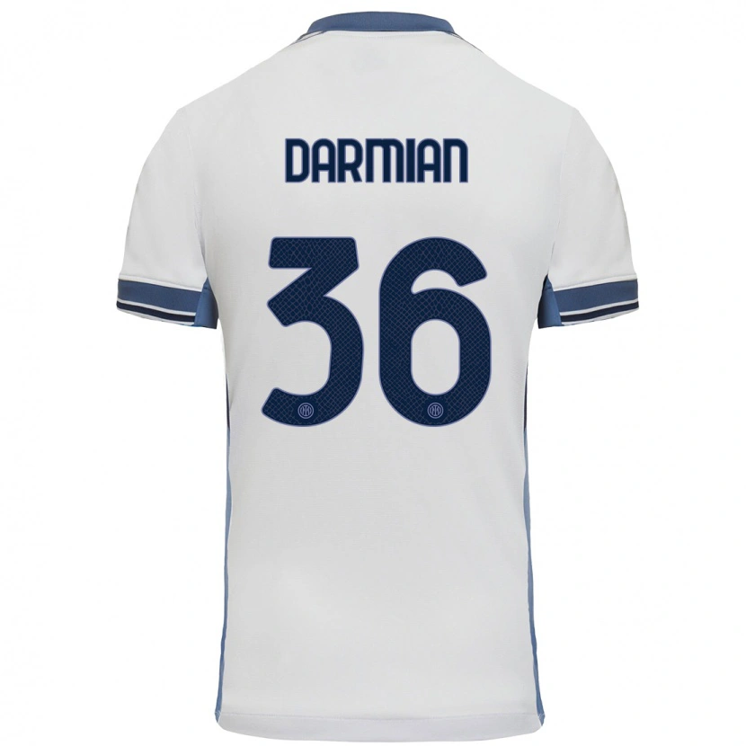 Danxen Uomo Maglia Matteo Darmian #36 Bianco Grigio Kit Gara Away 2024/25 Maglietta