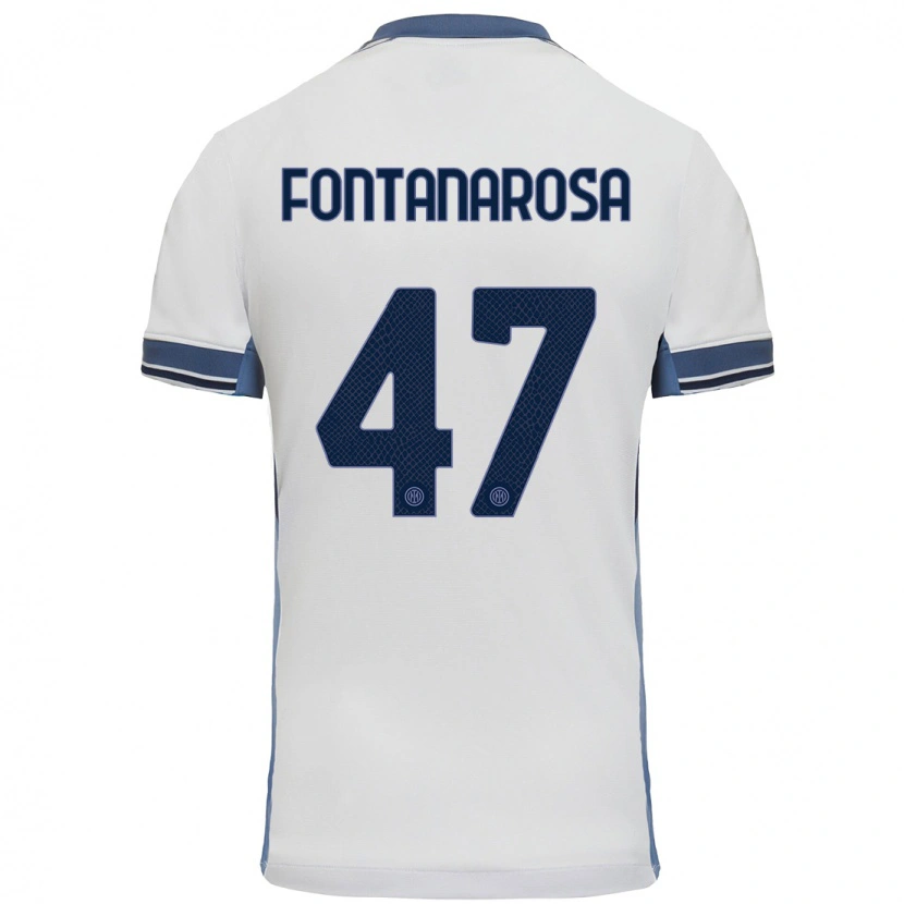 Danxen Uomo Maglia Alessandro Fontanarosa #47 Bianco Grigio Kit Gara Away 2024/25 Maglietta