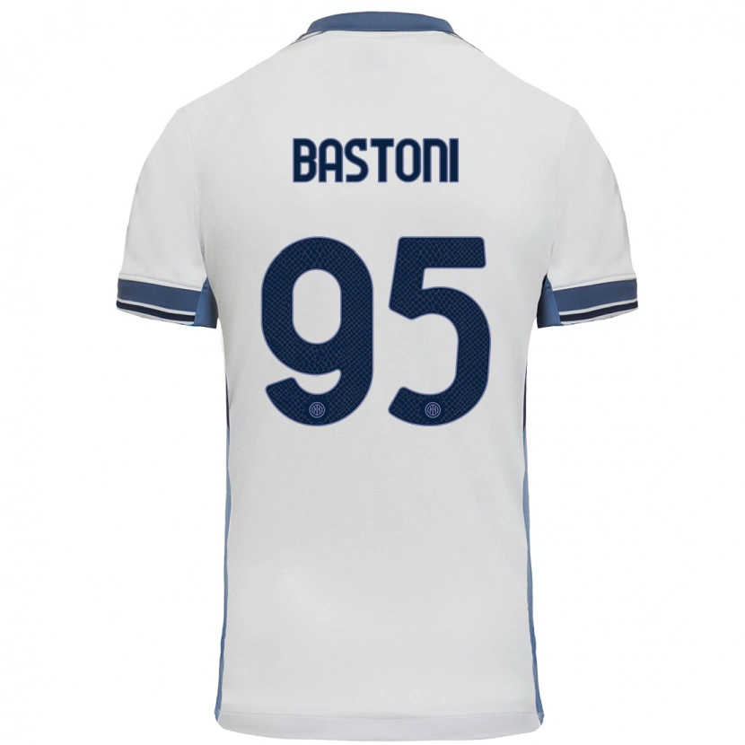 Danxen Uomo Maglia Alessandro Bastoni #95 Bianco Grigio Kit Gara Away 2024/25 Maglietta