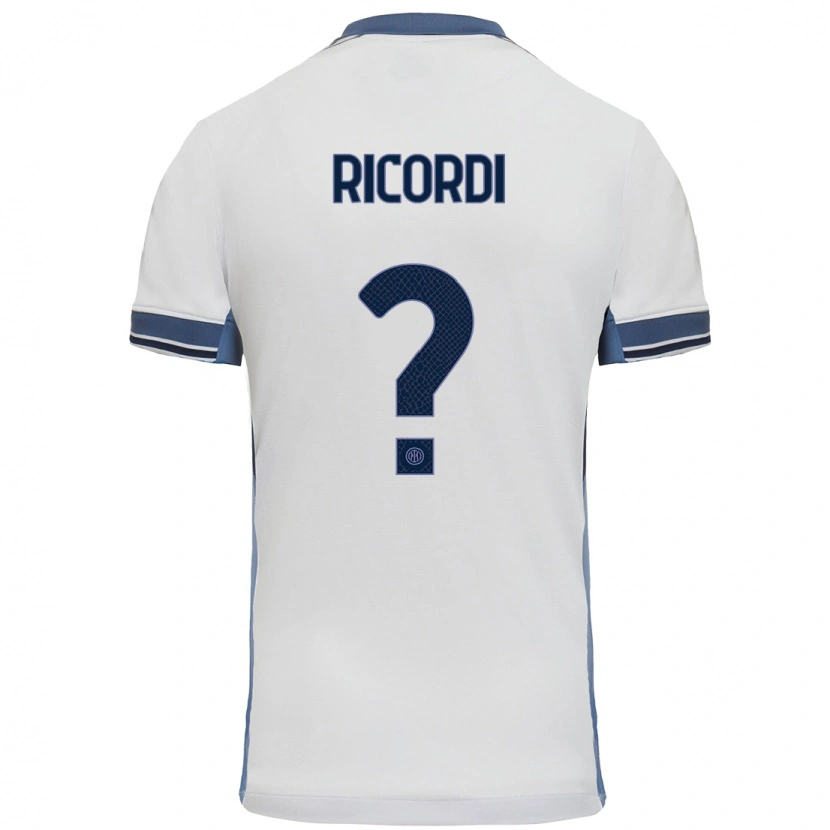 Danxen Uomo Maglia Tommaso Ricordi #0 Bianco Grigio Kit Gara Away 2024/25 Maglietta