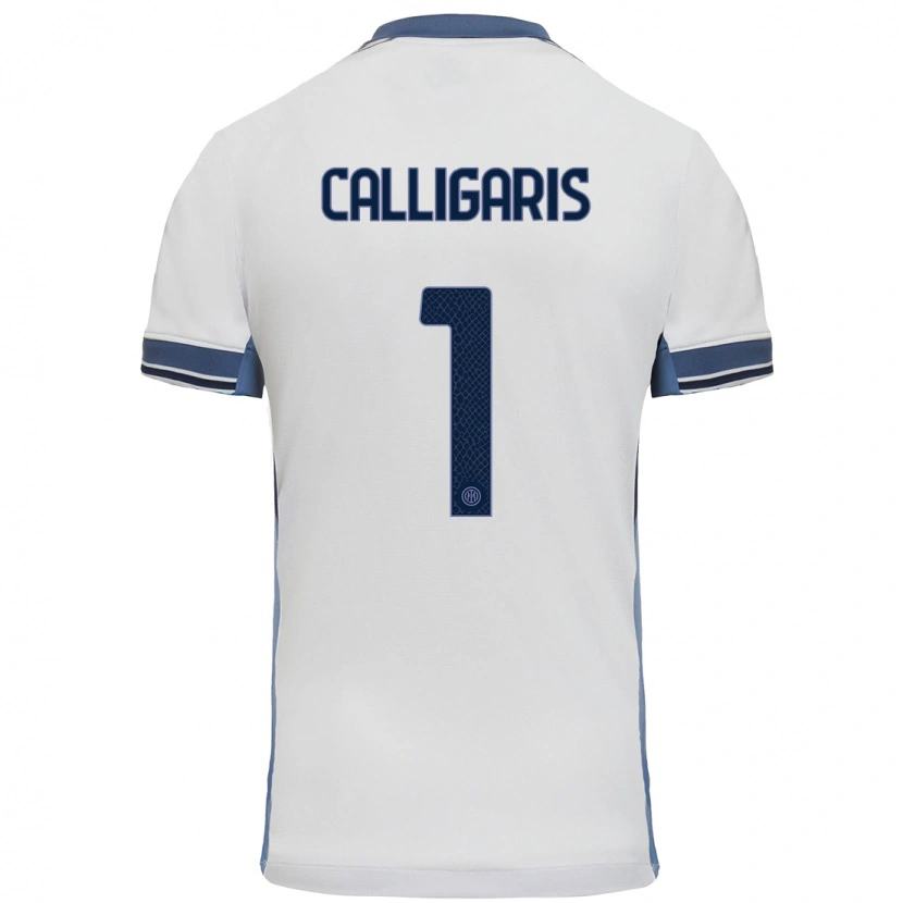 Danxen Uomo Maglia Alessandro Calligaris #1 Bianco Grigio Kit Gara Away 2024/25 Maglietta