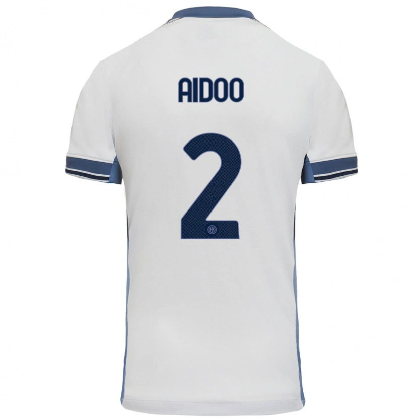 Danxen Uomo Maglia Mike Aidoo #2 Bianco Grigio Kit Gara Away 2024/25 Maglietta