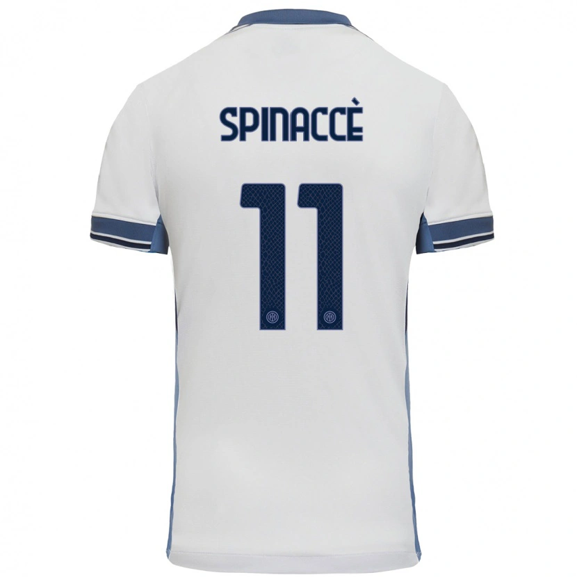 Danxen Uomo Maglia Matteo Spinaccè #11 Bianco Grigio Kit Gara Away 2024/25 Maglietta