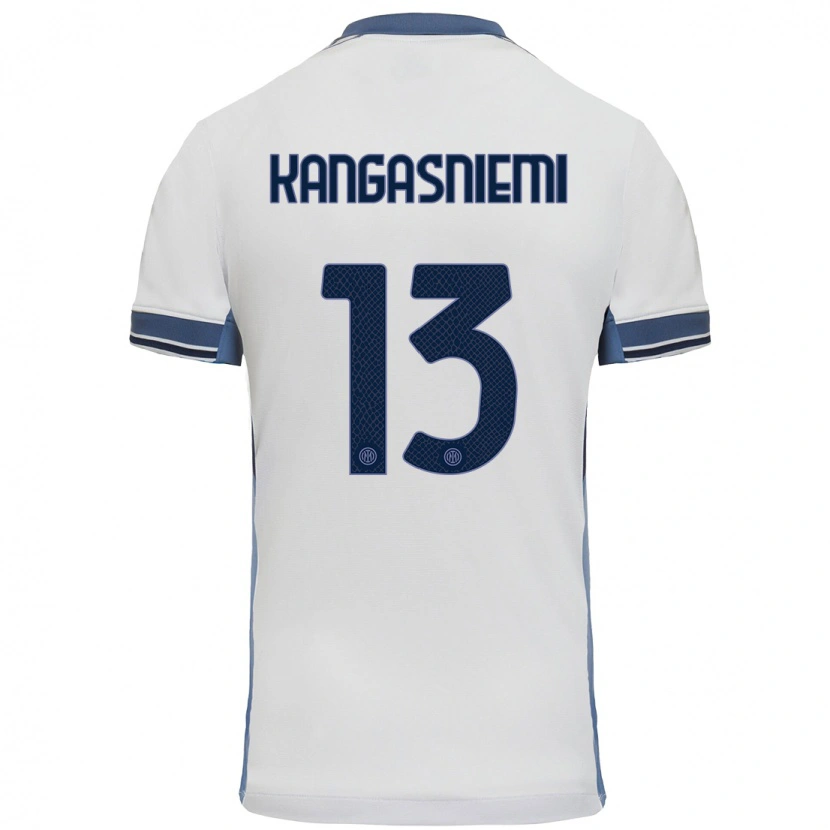 Danxen Uomo Maglia Ilari Kangasniemi #13 Bianco Grigio Kit Gara Away 2024/25 Maglietta