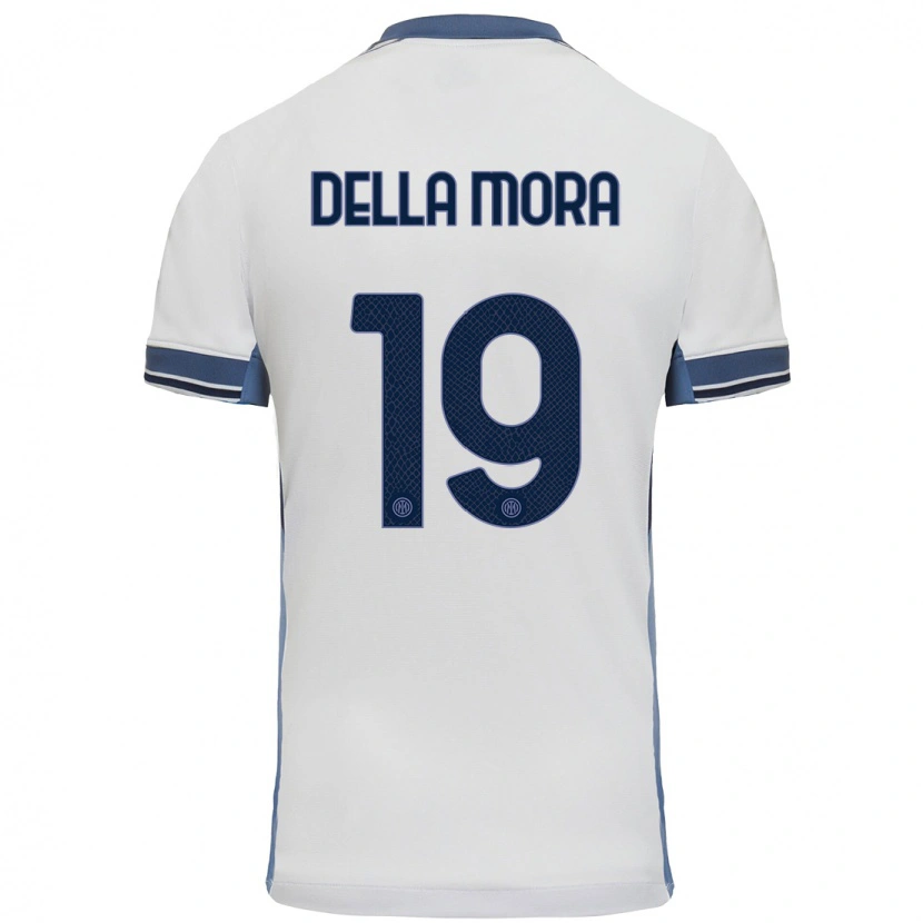 Danxen Uomo Maglia Tommaso Della Mora #19 Bianco Grigio Kit Gara Away 2024/25 Maglietta