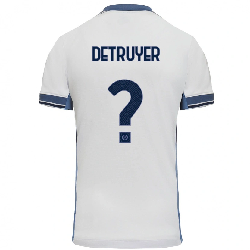 Danxen Uomo Maglia Marie Detruyer #0 Bianco Grigio Kit Gara Away 2024/25 Maglietta