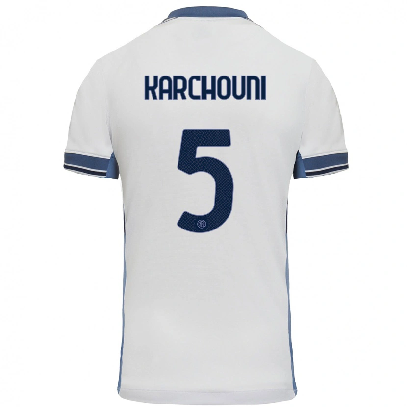 Danxen Uomo Maglia Ghoutia Karchouni #5 Bianco Grigio Kit Gara Away 2024/25 Maglietta