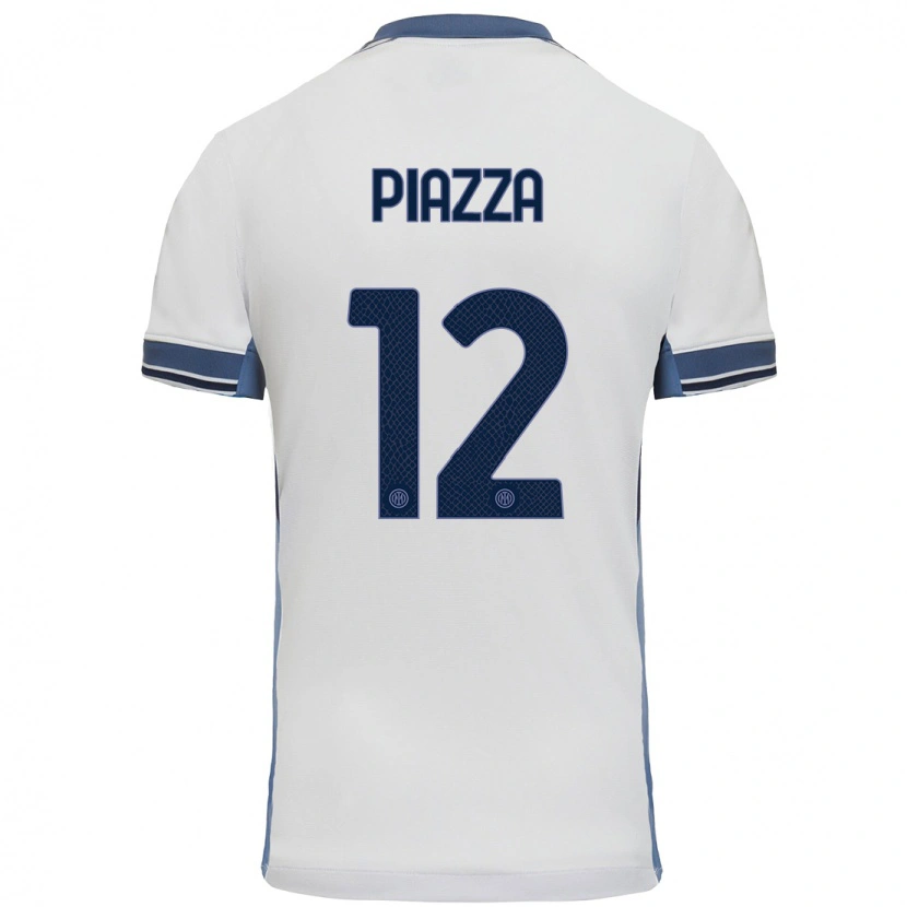 Danxen Uomo Maglia Alessia Piazza #12 Bianco Grigio Kit Gara Away 2024/25 Maglietta