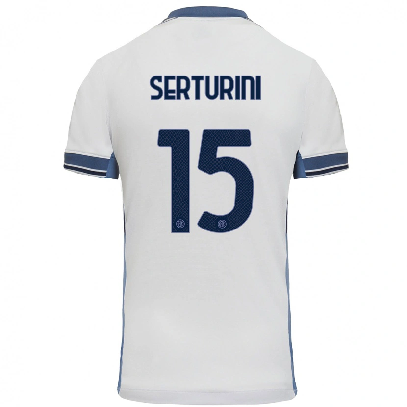 Danxen Uomo Maglia Annamaria Serturini #15 Bianco Grigio Kit Gara Away 2024/25 Maglietta