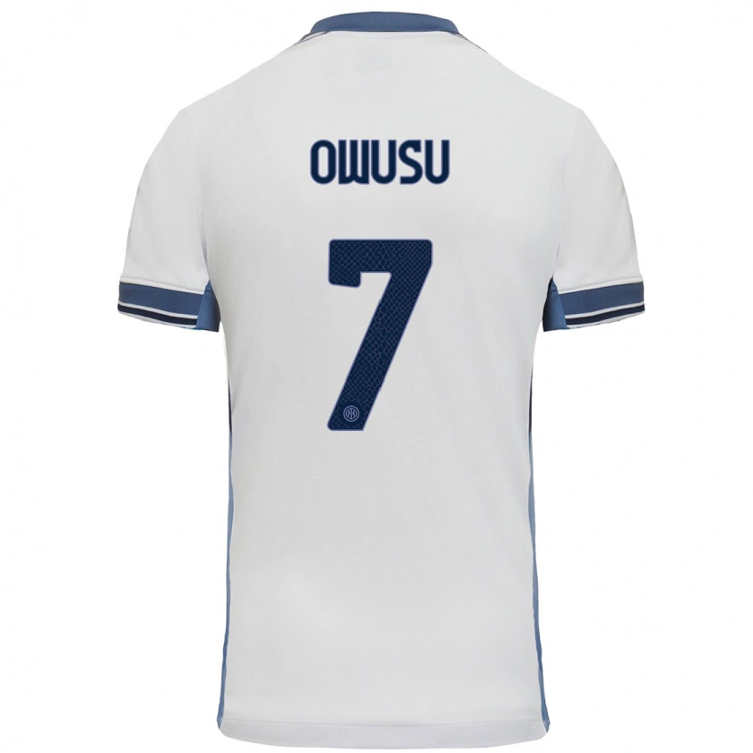 Danxen Uomo Maglia Enoch Owusu #7 Bianco Grigio Kit Gara Away 2024/25 Maglietta