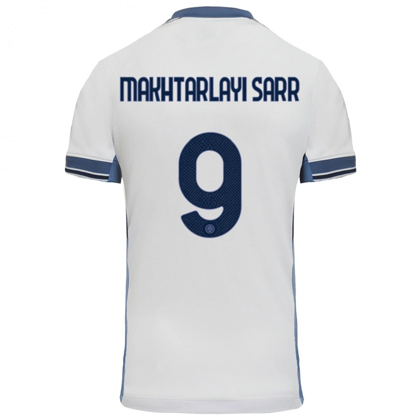 Danxen Uomo Maglia Amadou Makhtarlayi Sarr #9 Bianco Grigio Kit Gara Away 2024/25 Maglietta