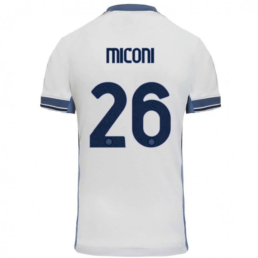 Danxen Uomo Maglia Riccardo Miconi #26 Bianco Grigio Kit Gara Away 2024/25 Maglietta