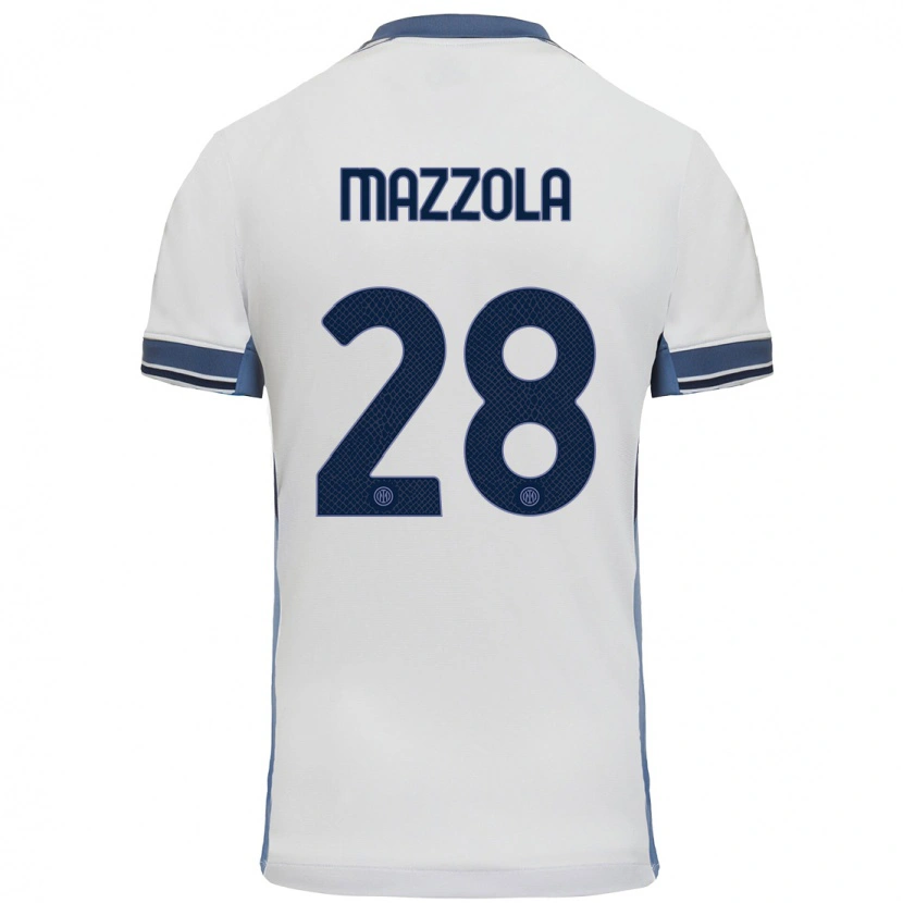 Danxen Uomo Maglia Giuseppe Mazzola #28 Bianco Grigio Kit Gara Away 2024/25 Maglietta