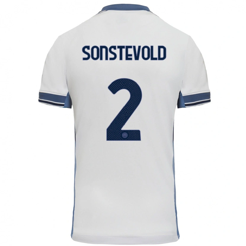 Danxen Uomo Maglia Anja Sonstevold #2 Bianco Grigio Kit Gara Away 2024/25 Maglietta