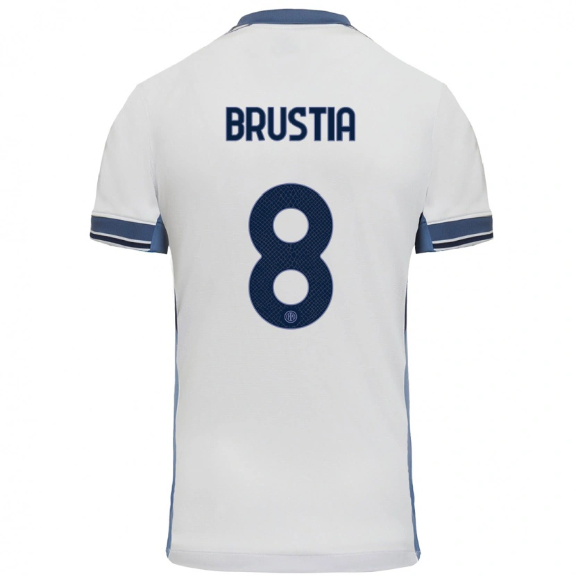 Danxen Uomo Maglia Martina Brustia #8 Bianco Grigio Kit Gara Away 2024/25 Maglietta