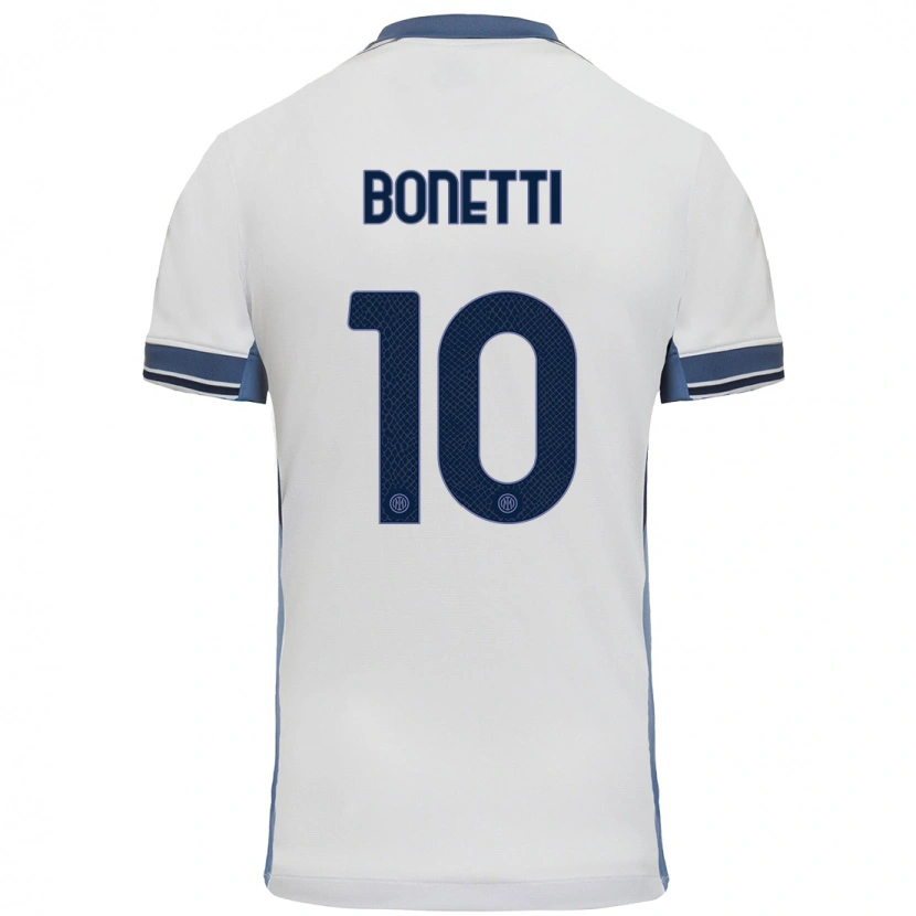 Danxen Uomo Maglia Tatiana Bonetti #10 Bianco Grigio Kit Gara Away 2024/25 Maglietta