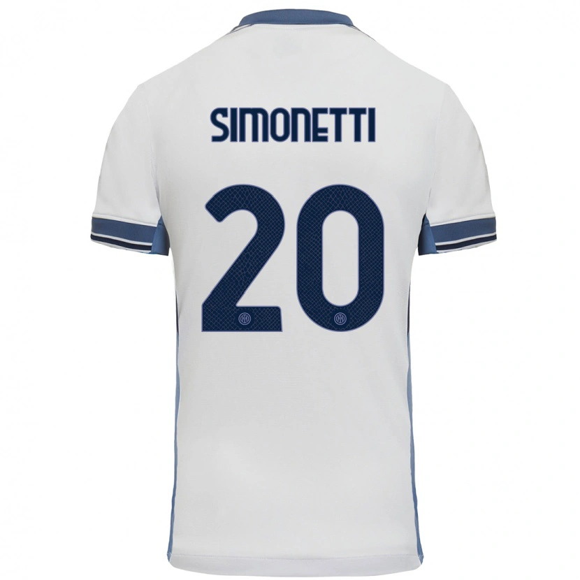 Danxen Uomo Maglia Flaminia Simonetti #20 Bianco Grigio Kit Gara Away 2024/25 Maglietta