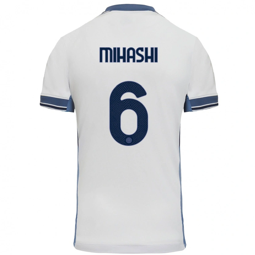 Danxen Uomo Maglia Mana Mihashi #6 Bianco Grigio Kit Gara Away 2024/25 Maglietta