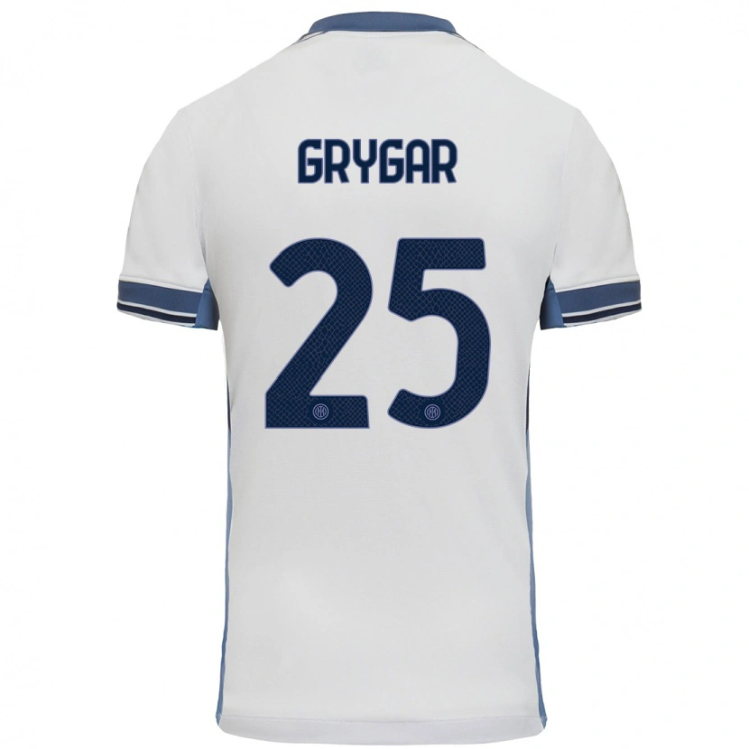 Danxen Uomo Maglia Samuel Grygar #25 Bianco Grigio Kit Gara Away 2024/25 Maglietta