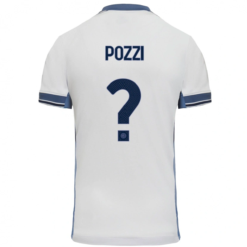 Danxen Uomo Maglia Andrea Pozzi #0 Bianco Grigio Kit Gara Away 2024/25 Maglietta