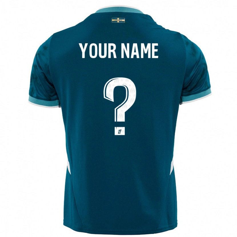 Danxen Uomo Maglia Il Tuo Nome #0 Turchese Blu Kit Gara Away 2024/25 Maglietta