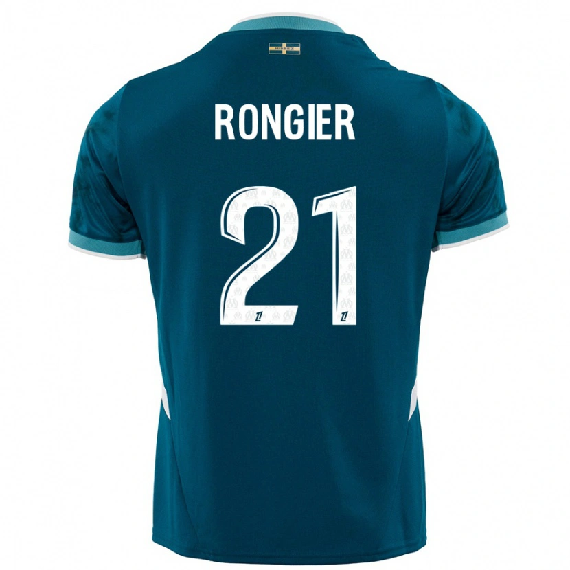 Danxen Uomo Maglia Valentin Rongier #21 Turchese Blu Kit Gara Away 2024/25 Maglietta
