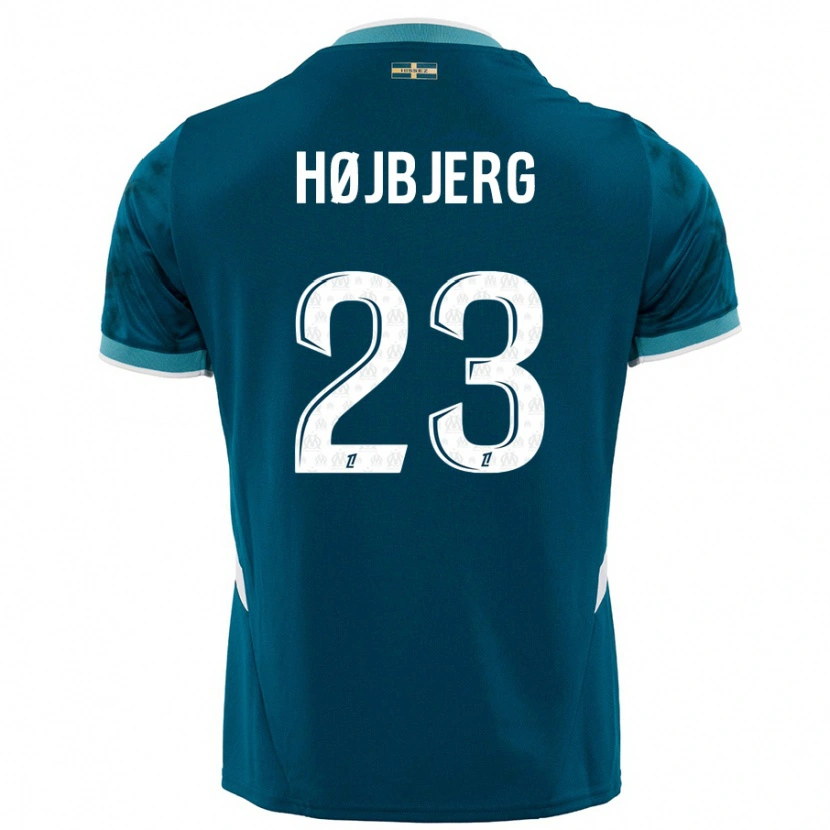 Danxen Uomo Maglia Pierre-Emile Højbjerg #23 Turchese Blu Kit Gara Away 2024/25 Maglietta