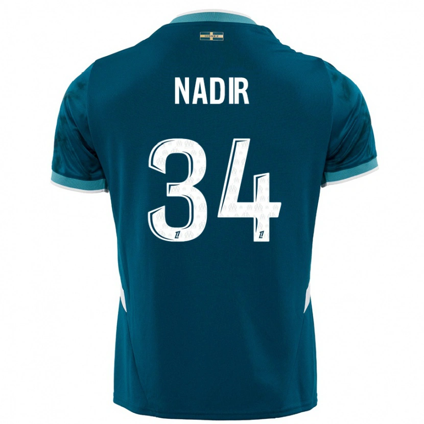 Danxen Uomo Maglia Bilal Nadir #34 Turchese Blu Kit Gara Away 2024/25 Maglietta