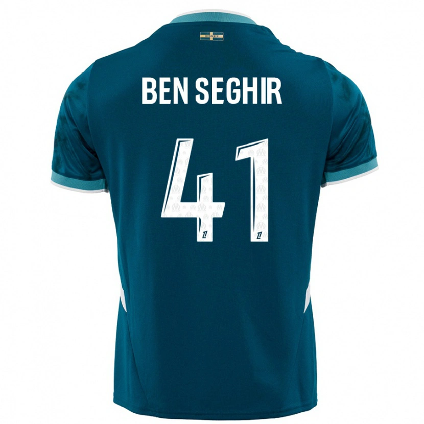 Danxen Uomo Maglia Salim Ben Seghir #41 Turchese Blu Kit Gara Away 2024/25 Maglietta