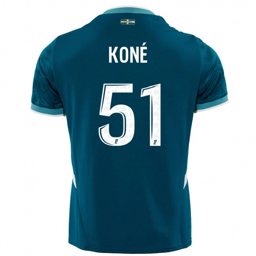 Danxen Uomo Maglia Ismaël Koné #51 Turchese Blu Kit Gara Away 2024/25 Maglietta