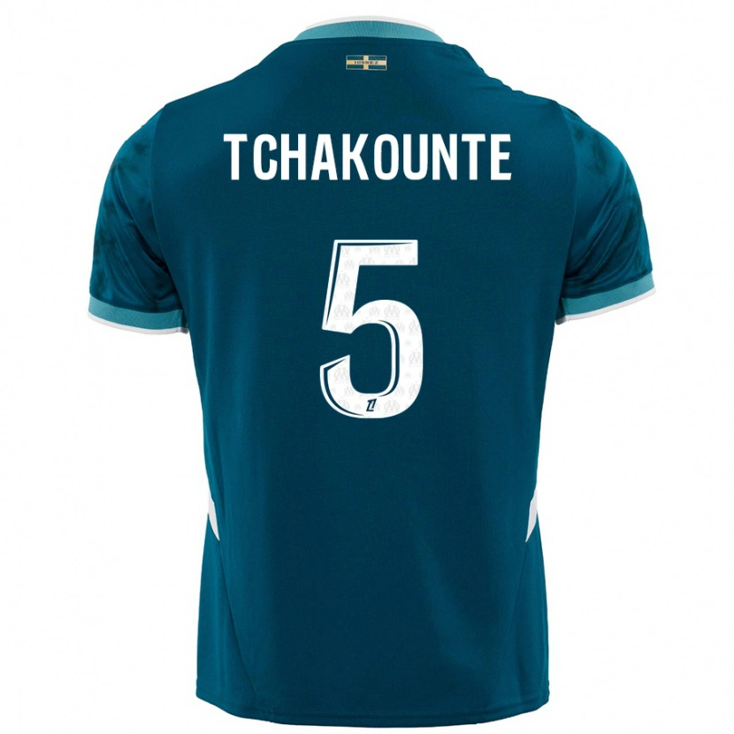 Danxen Uomo Maglia Annaëlle Tchakounté #5 Turchese Blu Kit Gara Away 2024/25 Maglietta