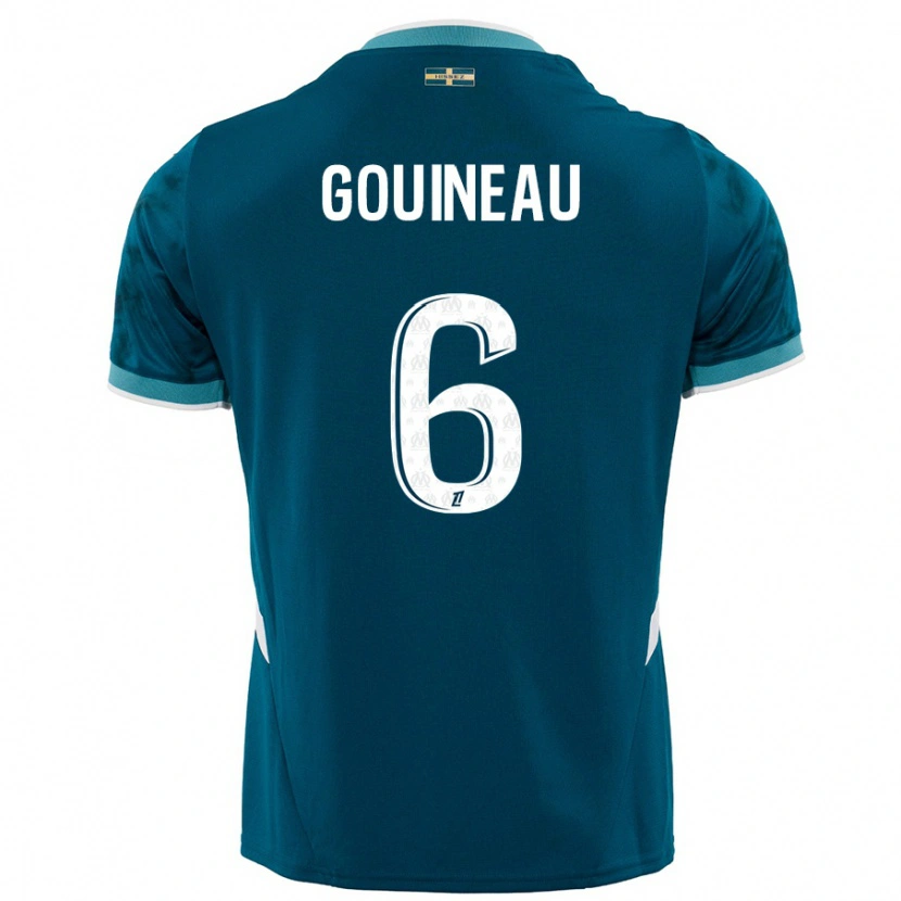 Danxen Uomo Maglia Coline Gouineau #6 Turchese Blu Kit Gara Away 2024/25 Maglietta