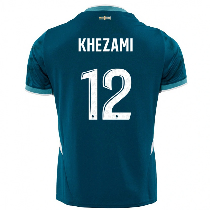 Danxen Uomo Maglia Roselène Khezami #12 Turchese Blu Kit Gara Away 2024/25 Maglietta