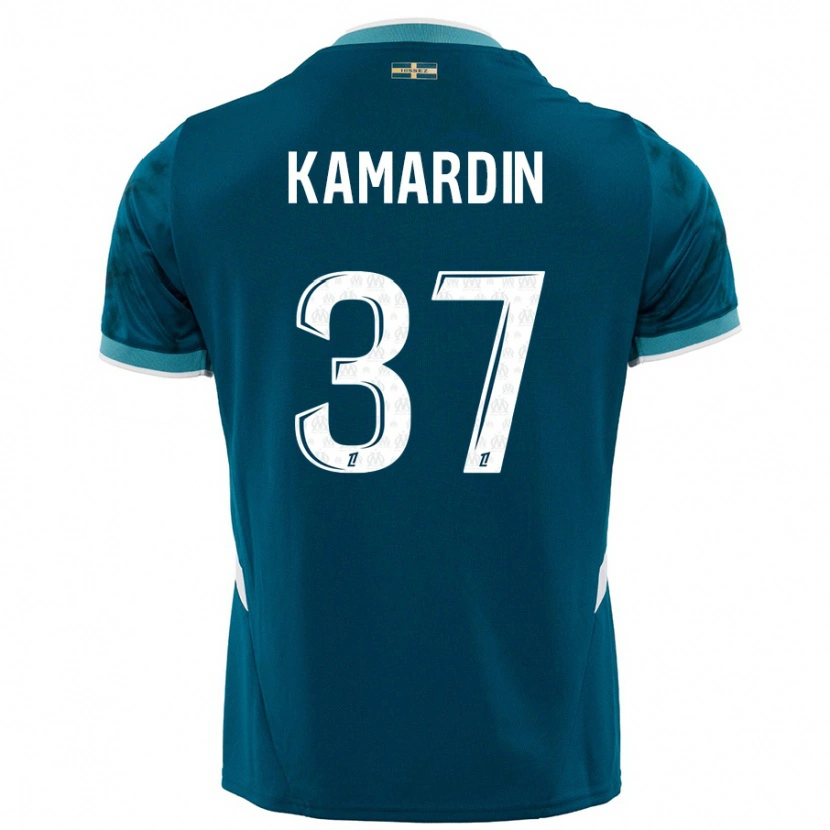 Danxen Uomo Maglia Aaron Kamardin #37 Turchese Blu Kit Gara Away 2024/25 Maglietta
