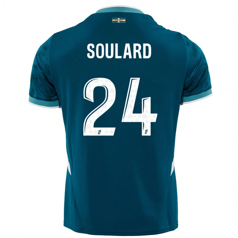 Danxen Uomo Maglia Amandine Soulard #24 Turchese Blu Kit Gara Away 2024/25 Maglietta