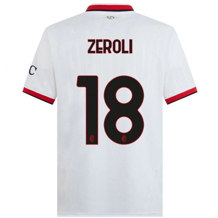 Danxen Uomo Maglia Kevin Zeroli #18 Bianco Nero Rosso Kit Gara Away 2024/25 Maglietta