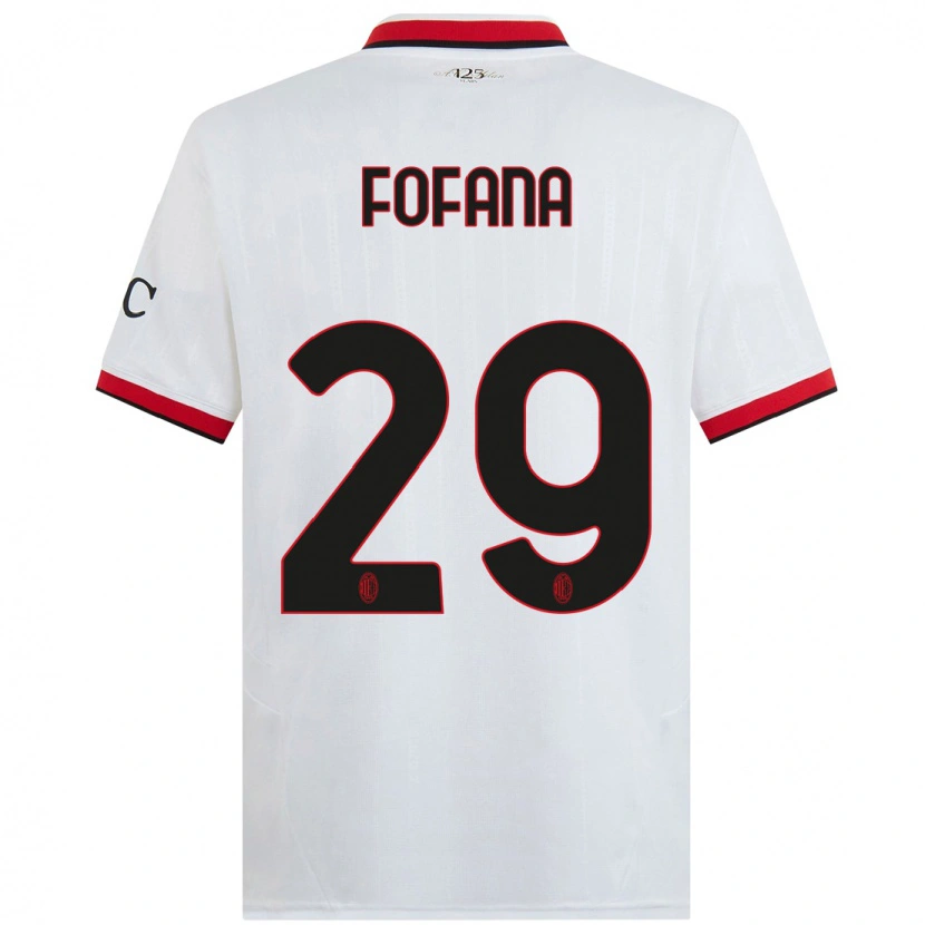 Danxen Uomo Maglia Youssouf Fofana #29 Bianco Nero Rosso Kit Gara Away 2024/25 Maglietta