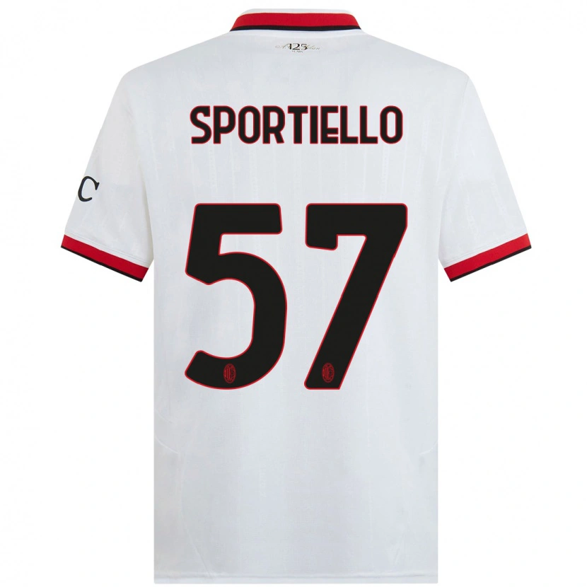 Danxen Uomo Maglia Marco Sportiello #57 Bianco Nero Rosso Kit Gara Away 2024/25 Maglietta