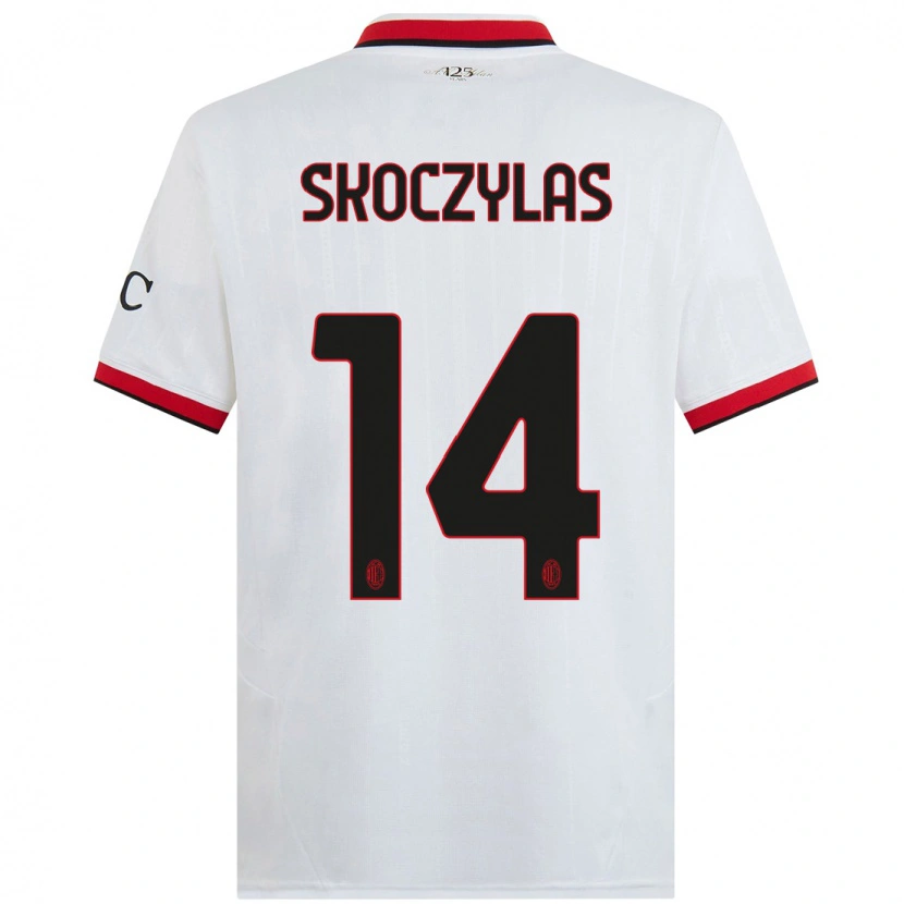 Danxen Uomo Maglia Mateusz Skoczylas #14 Bianco Nero Rosso Kit Gara Away 2024/25 Maglietta