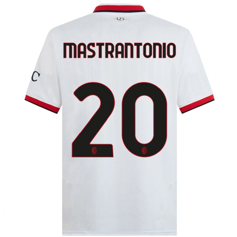 Danxen Uomo Maglia Davide Mastrantonio #20 Bianco Nero Rosso Kit Gara Away 2024/25 Maglietta