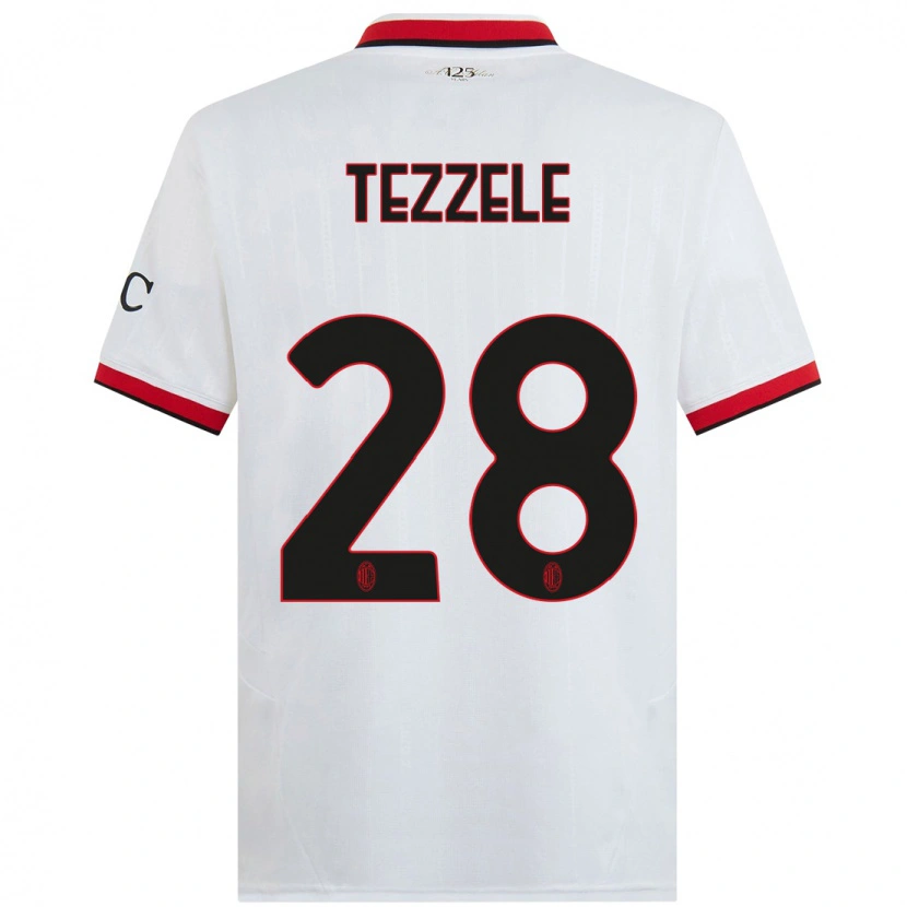 Danxen Uomo Maglia Matteo Tezzele #28 Bianco Nero Rosso Kit Gara Away 2024/25 Maglietta