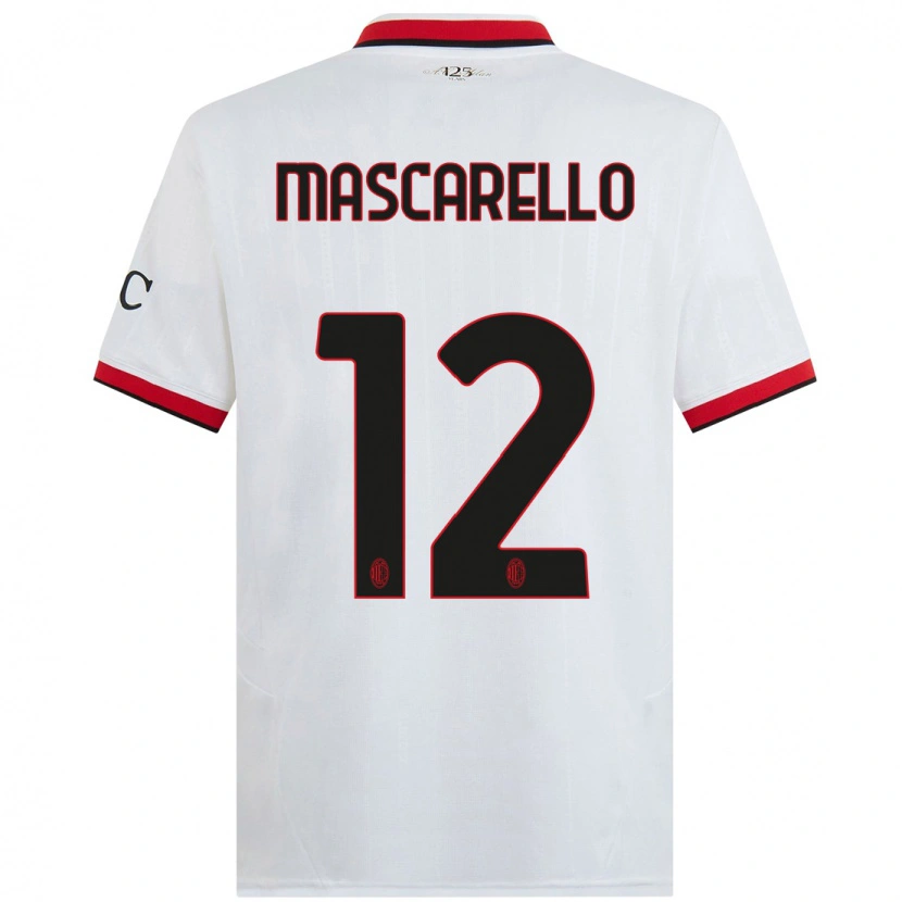 Danxen Uomo Maglia Marta Mascarello #12 Bianco Nero Rosso Kit Gara Away 2024/25 Maglietta