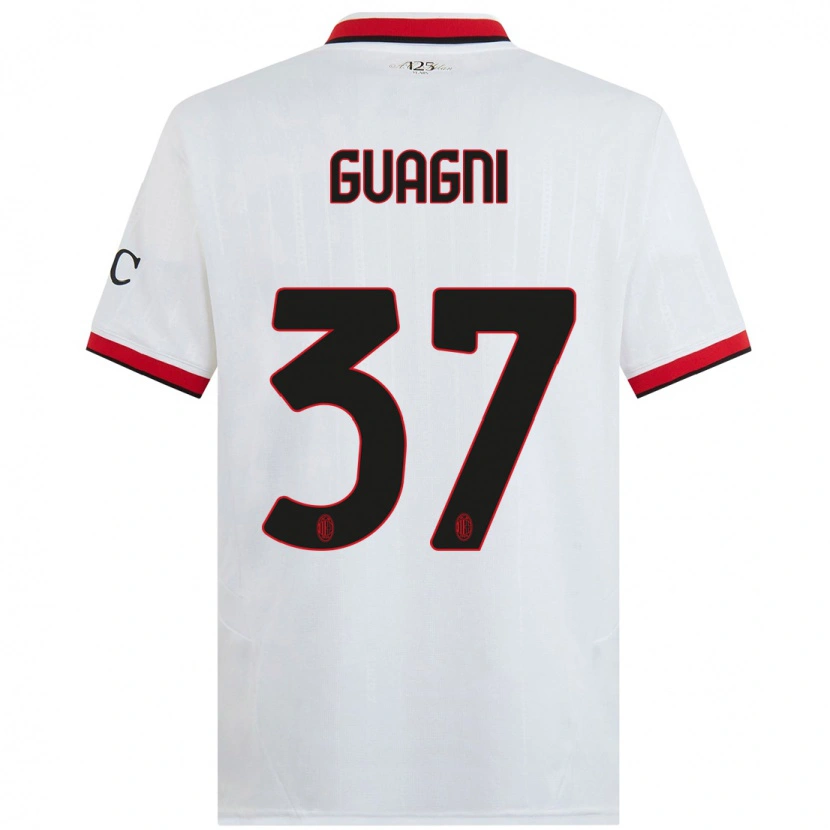 Danxen Uomo Maglia Alia Guagni #37 Bianco Nero Rosso Kit Gara Away 2024/25 Maglietta