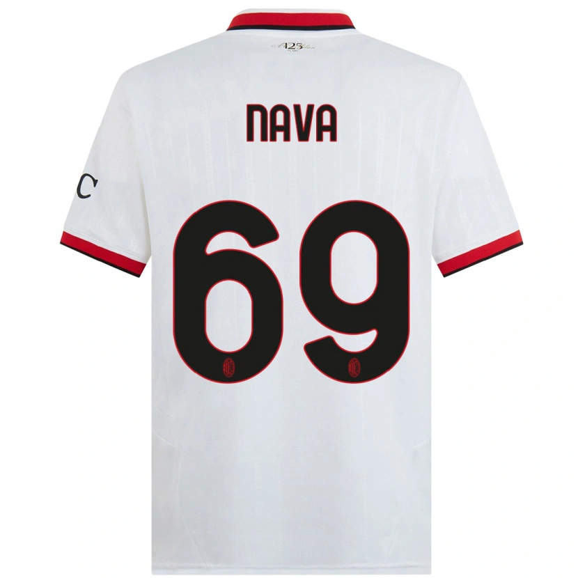 Danxen Uomo Maglia Lapo Nava #69 Bianco Nero Rosso Kit Gara Away 2024/25 Maglietta