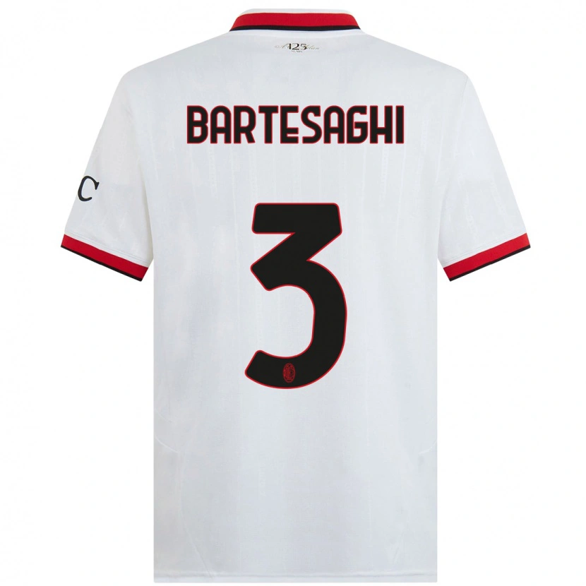 Danxen Uomo Maglia Davide Bartesaghi #3 Bianco Nero Rosso Kit Gara Away 2024/25 Maglietta