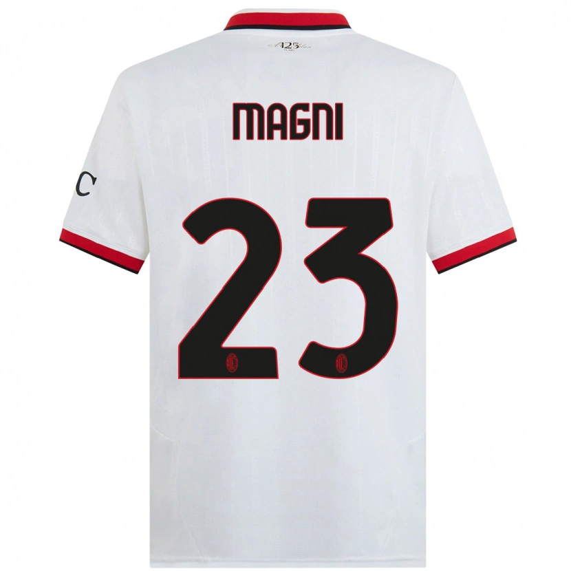 Danxen Uomo Maglia Vittorio Magni #23 Bianco Nero Rosso Kit Gara Away 2024/25 Maglietta