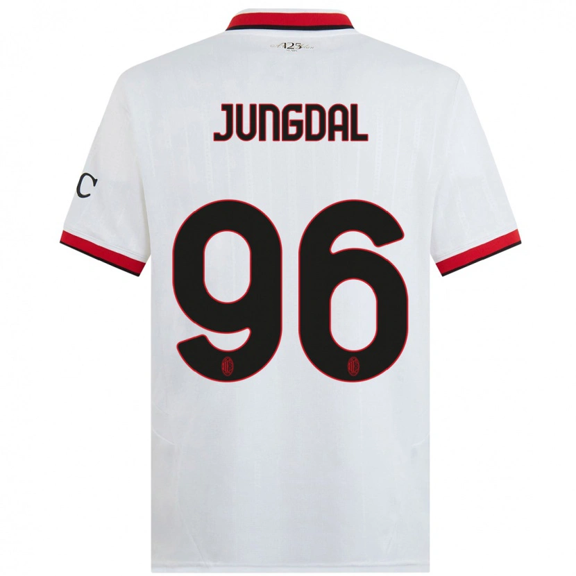 Danxen Uomo Maglia Andreas Jungdal #96 Bianco Nero Rosso Kit Gara Away 2024/25 Maglietta