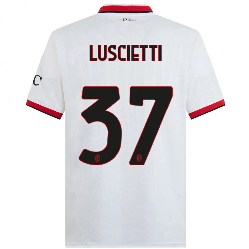 Danxen Uomo Maglia Abebe Luscietti #37 Bianco Nero Rosso Kit Gara Away 2024/25 Maglietta